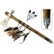 The American Feather Beaded Celtic Cross Indian Battle Warrior  Traditional Native American Ceremonial Spiritual Balance Peace & War Tomahawk Hatchet Axe Functional Smoking Tobacco Pipe