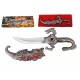 New 10" Chrome & Red Inlay Fighting Flying Dragon Dagger Fantasy Sword Knife & Metal Sheath