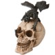 New 5 3/4" Winged Flying Fire Breathing Dragon On A Laughing Skull Head Statue